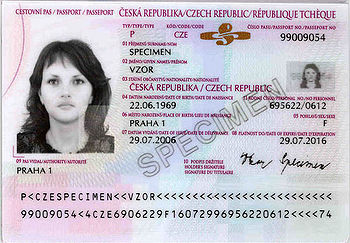 example of Czech passport