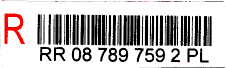 Registered mail barcode sticker in Poland